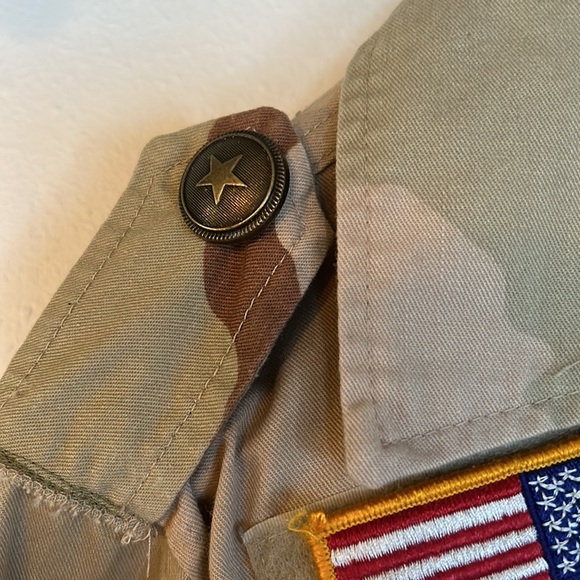 Upcycled punisher patched desert camouflage army flight/jump suit duster jacket - Picture 17 of 17